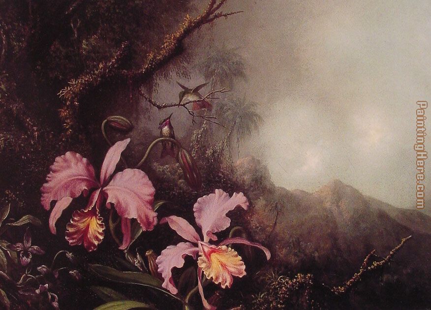 Martin Johnson Heade Two Orchids in a Mountain Landscape